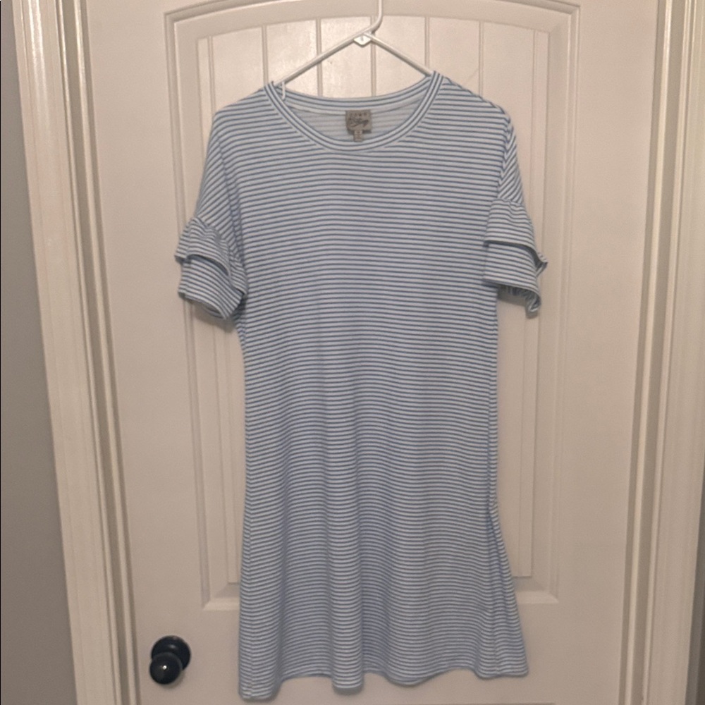 Como Vintage Striped Blue and White Midi Dress